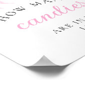 Roze babyshower Hoeveel strikken tafelbord Poster (Hoek)