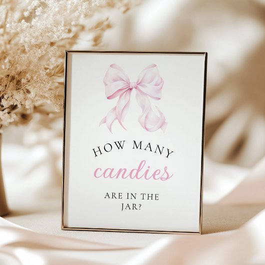 Roze babyshower Hoeveel strikken tafelbord Poster