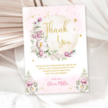 Roze Babyshower met Bloemmotief en Maan