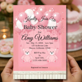 Roze babyshower uitnodiging