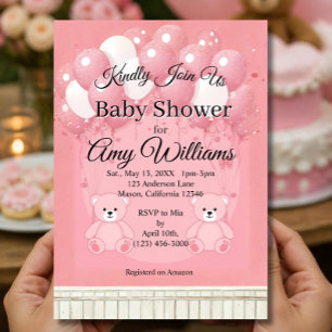 Roze babyshower uitnodiging
