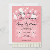 Roze babyshower uitnodiging (Voorkant)