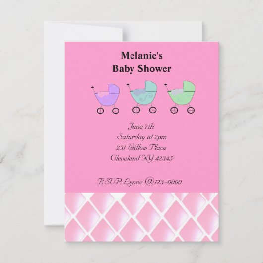 Roze babyshower uitnodiging (Voorkant)
