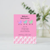Roze babyshower uitnodiging (Staand voorkant)