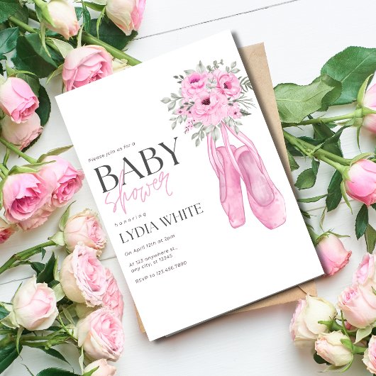 Roze babyshower uitnodiging Minimalistische babysh