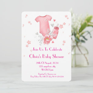 ROZE BABYSHOWER-UITNODIGING VOOR MEISJES KAART