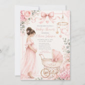 Roze babyshower viering kaart (Voorkant)