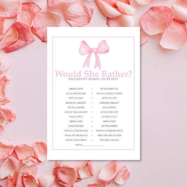 Roze babyshower 'Zou zij liever' spel - Printbare Briefhoofd (Creator heeft geüpload)