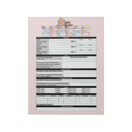Roze Babysitters Journal-laptop Notitieblok (Linkerzijde)