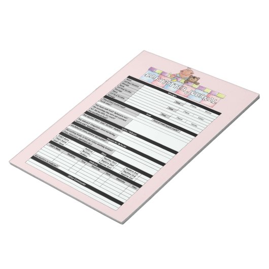 Roze Babysitters Journal-laptop Notitieblok (Schuin)