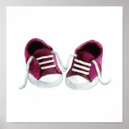 Roze babysneakers schilderkunst afdruk, Meisjeskam Poster