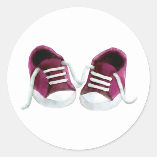Roze babysneakers sticker, meisje babyshower label (Voorkant)