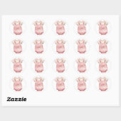 Roze babyspeelgoedstickers ronde sticker (Vel)