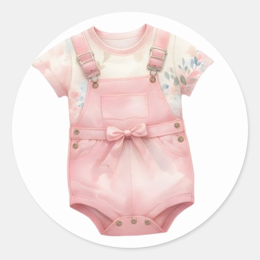 Roze babyspeelgoedstickers ronde sticker (Voorkant)