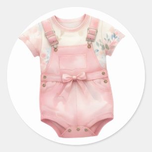 Roze babyspeelgoedstickers ronde sticker