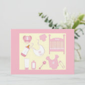 ROZE BABYSPULLEN BABYSHOWER UITNODIGING (Staand voorkant)