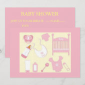 ROZE BABYSPULLEN BABYSHOWER UITNODIGING (Voorkant / Achterkant)
