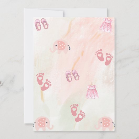 Roze babywagen baby shower uitnodiging (Achterkant)