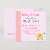 Roze babywagen douche kaart (Voorkant / Achterkant)