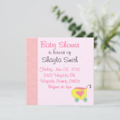 Roze babywagen douche kaart (Staand voorkant)