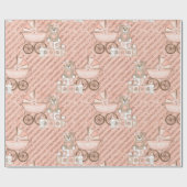 Roze babywagens cadeaupapier (Vlak)