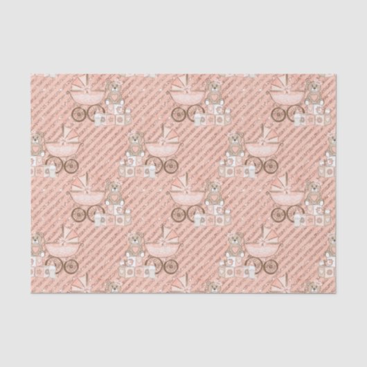 Roze babywagens tissuepapier (Voorkant)