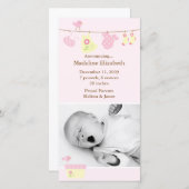 Roze babywas geboorteaankondiging aankondiging (Voorkant / Achterkant)