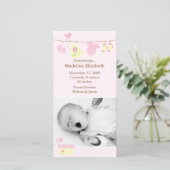 Roze babywas geboorteaankondiging aankondiging (Staand voorkant)