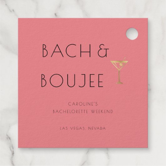 Roze Bach en Boujee Bachelorette Party Bedankjes Labels (Achterkant)