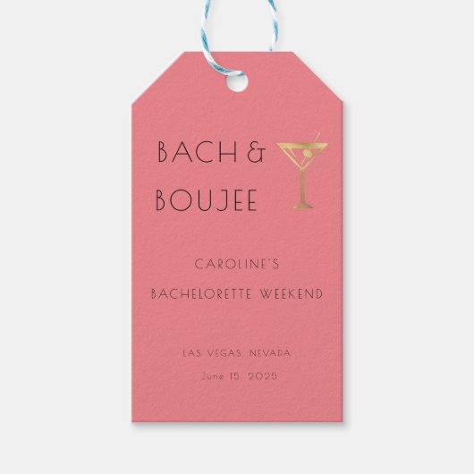 Roze Bach en Boujee Bachelorette Party Cadeaulabel (Voorkant)