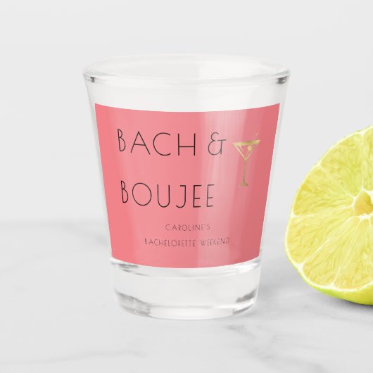 Roze Bach en Boujee Bachelorette Party Shot Glas (Voorkant)