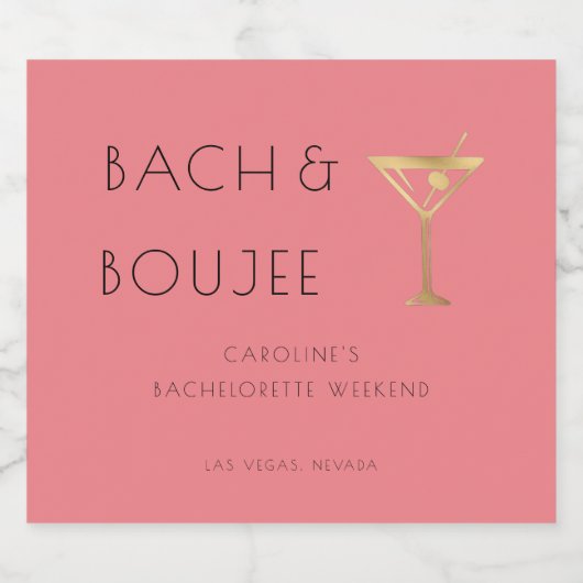 Roze Bach en Boujee Bachelorette Party Sparkling Wijnetiket (Enkel label)