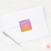 Roze Bach-feest Vierkante Sticker (Envelop)