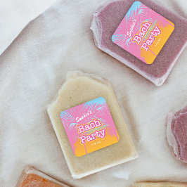 Roze Bach Party Datum Vierkante Sticker