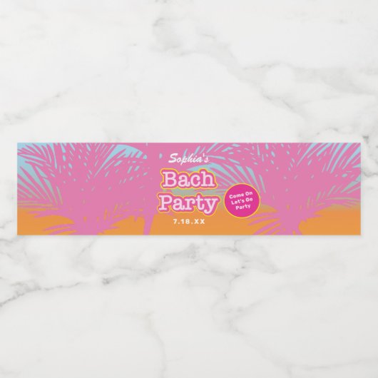 Roze Bach Party Eten en Drank Etiket Set (Enkel label)