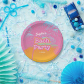 Roze Bach Party Palmbomen Papieren Bordje (Feest)