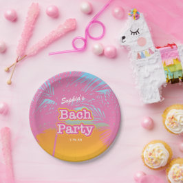 Roze Bach Party Palmbomen Papieren Bordje