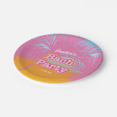 Roze Bach Party Palmbomen Papieren Bordje (Gekanteld)