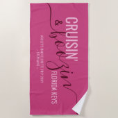 Roze Bachelorette Cruise Name Strandlaken (Voorkant)