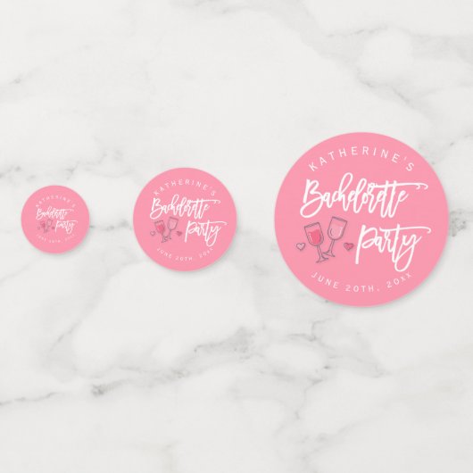 Roze Bachelorette Feesttafel Confetti (Achterkanten)