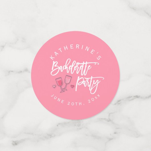 Roze Bachelorette Feesttafel Confetti (Kleine voorkant)