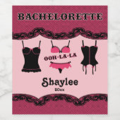 Roze, Bachelorette, Lingerie Label Wijn Etiket (Enkel label)