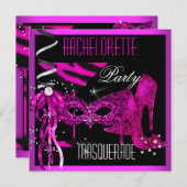 Roze Bachelorette Masquerade Black High Hiel Shoes Kaart (Voorkant / Achterkant)