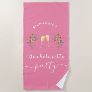 Roze Bachelorette Moderne Bloemen Cocktail Strandlaken