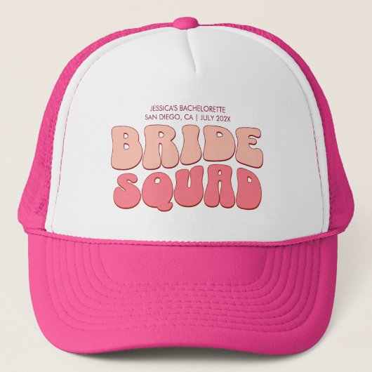 Roze Bachelorette Party Bruid Squad Bruidsmeisje Trucker Pet (Voorkant)
