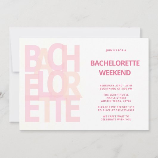 Roze Bachelorette Party Uitnodigingen (Voorkant)