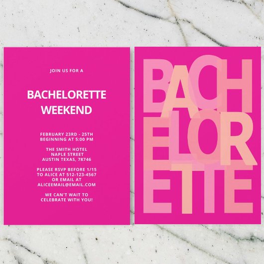 Roze Bachelorette Party Uitnodigingen