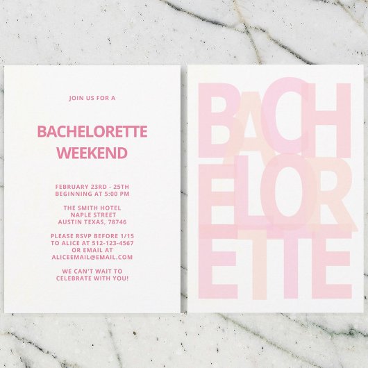Roze Bachelorette Party Uitnodigingen