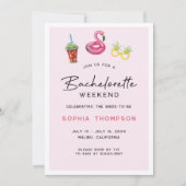 Roze Bachelorette Weekend Palm Beach uitnodiging (Voorkant)