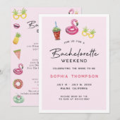 Roze Bachelorette Weekend Palm Beach uitnodiging (Voorkant / Achterkant)